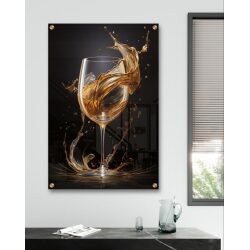כוס שמפניה בהדפס על זכוכית