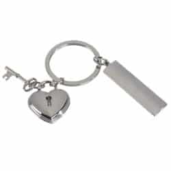 מחזיק מפתחות מתכתי “מנעול הלב ומפתח”  עם חריטה אישית
