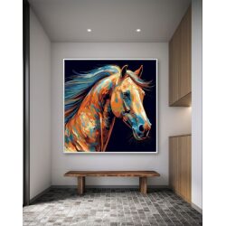 תמונת קנבס מרובעת סוס דוהר