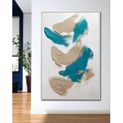 תמונת קנבס לסלון “משיכות מכחול” בסגנון אבסטרקט