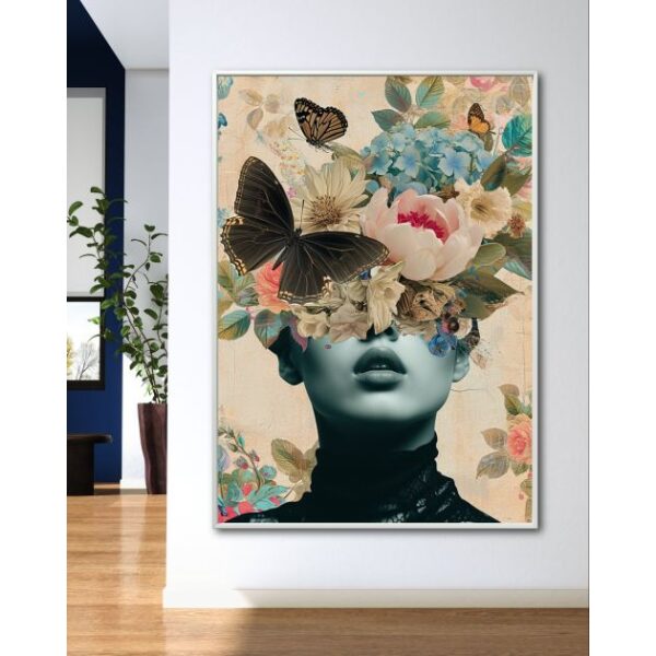 תמונת קנבס לסלון “פרחי החיים” בסגנון דמויות גוון ניוד ורוד וטורקיז