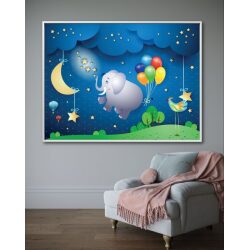 תמונת קנבס לחדר ילדים “קסם לילי בגבעות” גוון כחול