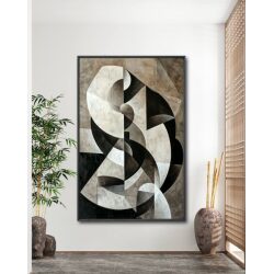 תמונת קנבס לסלון “הרמוניה גיאומטרית” בגוונים שחור ולבן