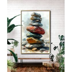 תמונת קנבס מושלמת לסלון או למשרד “ערמת אבנים צבעונית”