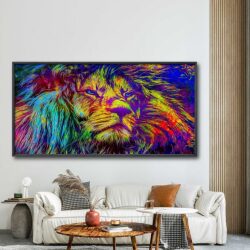 תמונת קנבס מעלפת לסלון “אריה צבעוני”