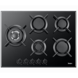 כיריים גז זכוכית 5 להבות 70 סמ bl70sbg זכוכית שחור bellers
