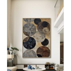 תמונת קנבס לסלון בסגנון גיאומטרי “מעגלי הזמן” גוונים חומים