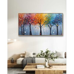 תמונת קנבס לסלון מהממת עצים בפריחה צבעונית