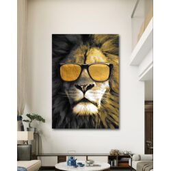 תמונת קנבס דגם אריה במשקפיים