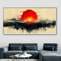 תמונת קנבס מעלפת לסלון “שחר אדום” נוף אבסטרקטי