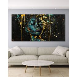 תמונת קנבס לסלון “אפריקאית בחלל”
