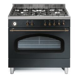 תנור משולב 90 ס”מ עם כיריים מובנים 5 גז שחור fratelli country pr999db