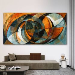 תמונת קנבס לסלון בסגנון גאומטרי”מערבולת צבעונית”