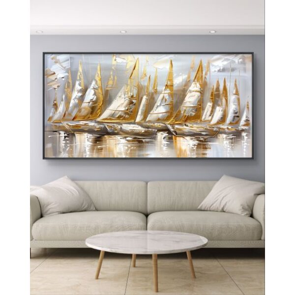 תמונת קנבס לסלון “סירות של זהב”