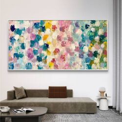 תמונת קנבס צבעונית לסלון בסגנון אבסטרקט “שפת הצבעים”