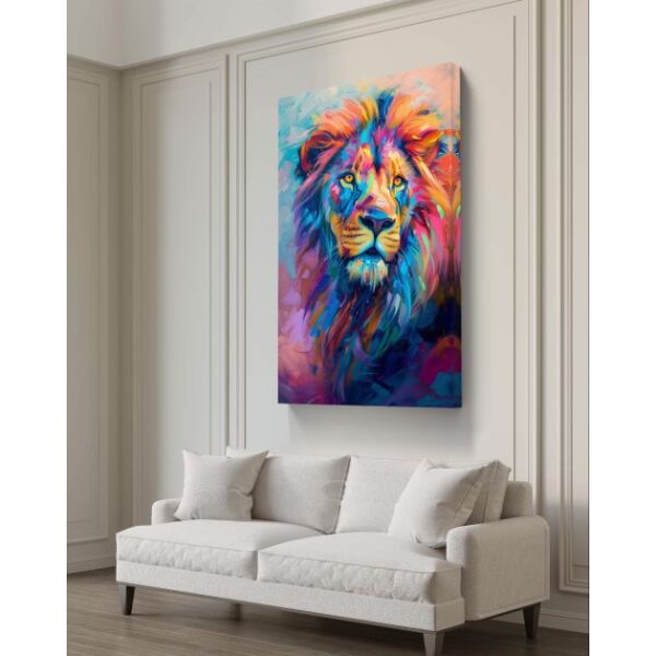 תמונת קנבס צבעונית לסלון “אריה בצבעי הרוח”