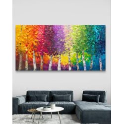 תמונת קנבס צבעונית לסלון בסגנון עצים “קשת ביער”