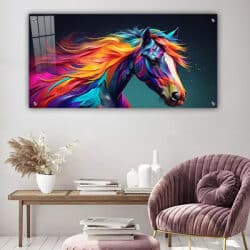 A-184 ציור של סוס צבעוני להדפסה על קנבס או זכוכית