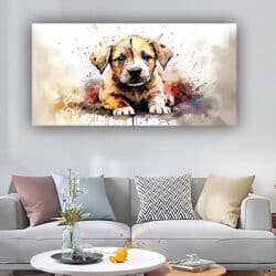A-414 ציור של כלב על זכוכית מחוסמת או קנבס