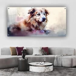 A-416 ציור של כלב על זכוכית מחוסמת או קנבס