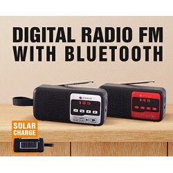 רדיו FM דיגיטלי משולב BLUETOOTH ובעל טעינה סולרית