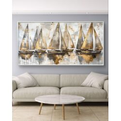 תמונת קנבס לסלון “סירות מיפרס בזהב”