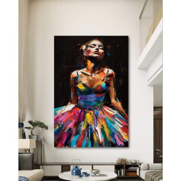 תמונת קנבס לסלון או לחדר שינה “רקדנית בלט צבעונית”