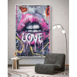 תמונת קנבס בסגנון גרפיטי ופופ ארט “אהבה ורודה”