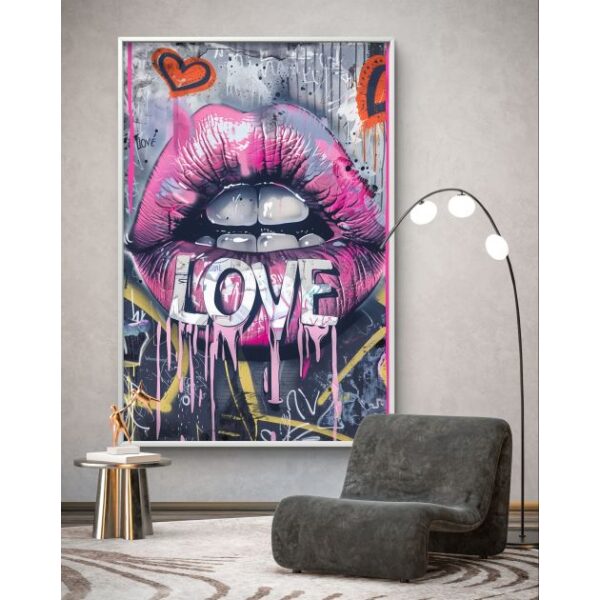 תמונת קנבס בסגנון גרפיטי ופופ ארט “אהבה ורודה”
