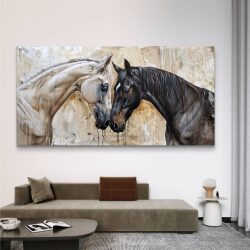 תמונת קנבס בסגנון בעלי חיים “אהבה סוסים” שחור/לבן