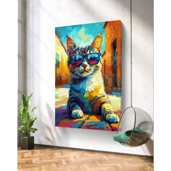 תמונת קנבס בסגנון בעלי חיים “חתול במשקפים”
