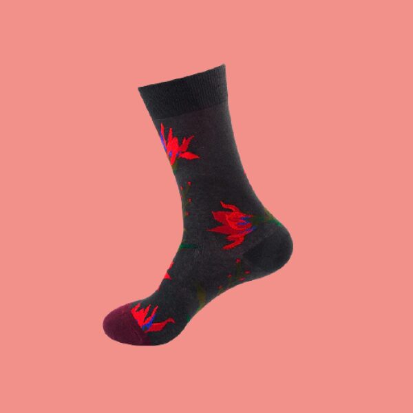 גרביים מעוצבים פרח אדום