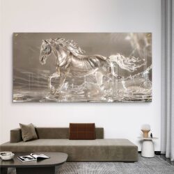 תמונת זכוכית בסגנון בעלי חיים עתידני “עולם הסוסים”
