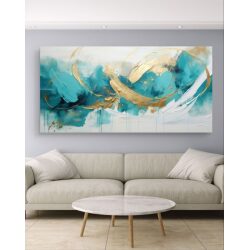תמונת קנבס לסלון בסגנון אבסטרקט “טורקיז האינסוף”