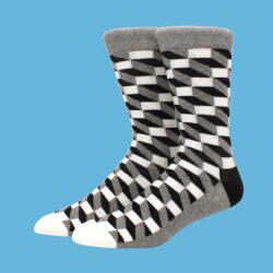 גרביים מעוצבים תלת מיימד שחור-לבן