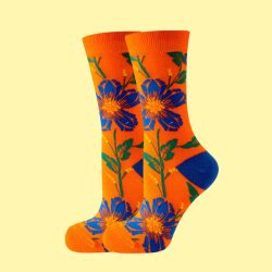 גרביים מעוצבים פרחים כתום – נשים