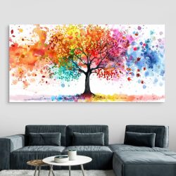 תמונת קנבס צבעונית לסלון בסגנון עצים “פסטיבל הצבעים”