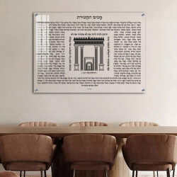 2764 – ברכת פטום הקטורת בשילוב בית המקדש על זכוכית מחוסמת שקופה אקסטרה קליר