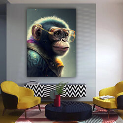 A-518 תמונת זכוכית או קנבס של קוף לסלון או חדר שינה