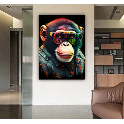 A-519 תמונת זכוכית או קנבס של קוף לסלון או חדר שינה