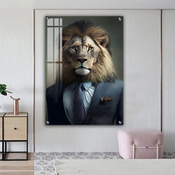 A-141 ציור של אריה אנושי לסלון או חדר שינה על קנבס או זכוכית