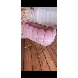 עריסה דגם ״פסים״ ורוד קטיפה
