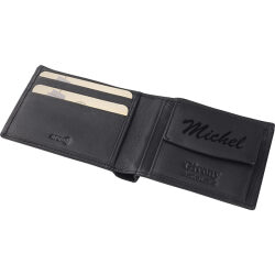 ארנק בטיחות RFID + NFC מעור נייקד תא למטבעות ו-2 תאים לשטרות מבית המותג גבעוני עם חריטה אישית חום-מוקה