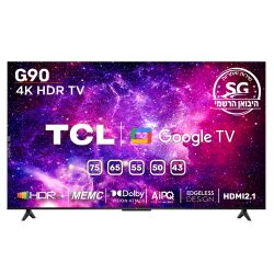 טלוויזיה חכמה “50 tcl 50g90b 4k uhd uhd 4k, google tv טי סי אל