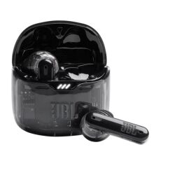 אוזניות אלחוטיות ומסנן רעשים שחור שקוף jbl tune flex tws