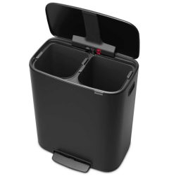 פח הפרדה ברבנטיה, 30+30 ליטר, פדל – שחור מט Brabantia