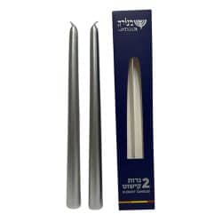 נרות קישוט כסף זוג אורך 25ס״ם דולק כ6שעות קוטר בסיס כ2.5סם