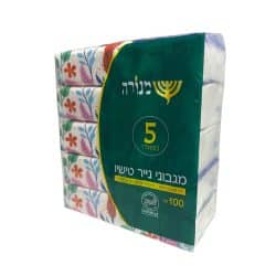 ממחטות נייר דו שכבתי רכות כמשי 100 יחידות 5 חבילות במארז מנורה