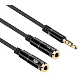 מתאם סאונד ומיקרופון AUX 3.5MM מ2 ל1 VENTION