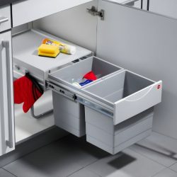 פח נשלף ‘קרגו’ מתחת לכיור מטבח 36 (2X18) ליטר, לדלת 40 ס”מ, אפור Hailo